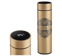 Maverton Travel Mug with Engraving for Woman - 450 ml Vacuum Insulated Flask - Removable Tea Infuser - Lightweight Design - LED Temperature Display - Personalised Gadget for her - Ornament