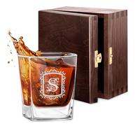 Maverton Universal Whiskey Glass, Personalised Whisky Gift for Men, Letter