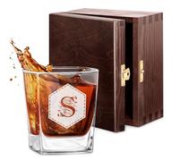 Maverton Universal Whiskey Glass - Tumbler for Whiskey and Scotch - Drinking Glass for Pairs - Personalised Whisky Gifts for Couples - Stylish Item idea for Wedding - Letter
