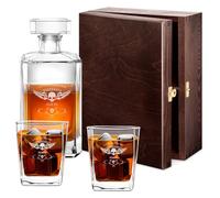 Maverton Whiskey Decanter Set of 2/4/ 6 Glasses - You can Personalise Tumblers as Gift - 700 ml Universal Carafe - Living Legend