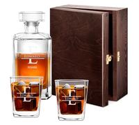 Maverton Whiskey Decanter Set of 2/4/ 6 Glasses - You can Personalise Tumblers as Gift - 700 ml Universal Carafe - Monogram
