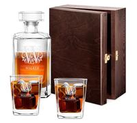 Maverton Whiskey Decanter Set of 2/4/ 6 Glasses - You can Personalise Tumblers as Gift - 700 ml Universal Carafe - Letter