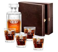 Maverton Whiskey Decanter Set of 4/6 Glasses - You can Personalise Tumblers as Gift - 700 ml Universal Carafe - Letter