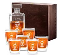 Maverton Whiskey Decanter Set of 6 Glasses - You can Personalise Tumblers as Gift - 700 ml Universal Carafe - Uncle