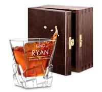Maverton Whiskey Glass with Engraving - Personalised 250 ml Tumbler for Man - Modern Design - Elegant barware for Gentleman - for Whisky Connoisseur - for Birthday - King