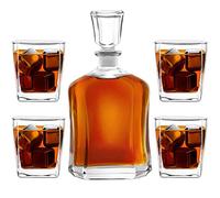 Maverton Whisky Carafe + 4 Whiskey Glasses - 700ml Classical Spirits Decanter - an Elegant Whisky Set - Gift for Women or for Man - Special Present