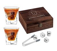 Maverton Whisky Stones and 2 Engraved Glasses - Set of 8 Stones & 250ml Whisky Glasses - Birthday Gift for Men - Gift idea for Gentleman - Success