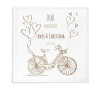 Maverton White Cover Album for Family - Slip-in Photo Album for Christmas - Engravable Photo Book for Anniversary - 100 Pages to Fill in - Personalised Album for Pair - for Them - Bike