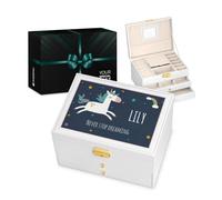 Maverton White Jewellery Box for girls - Stylish Customisable Box with your Photo - Overprinted Box for Birthday - Storage Case for Baptism - For Kid - Custimised Organiser for her - Unicorn