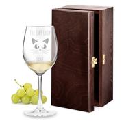 Maverton Wine Glass with Engraving for her - 350ml “U” Shaped Glass - Suitable for White and red Wines - Engraved Wine Glass Goblet - Personalised Gift for Women - CAT Lady