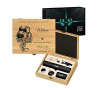 Maverton Wine Opener Accessories for Women - Customised Wine Set for her - Wine Opening kit with Electric Opener - Overprinted Wooden Box for Birthday - Kit for Wine Lover - Barrel