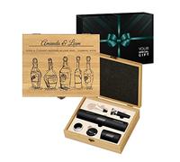 Maverton Wine Opener Accessories - Kit for Couples - Wine Set with Electric Opener - Overprinted Wooden Box for Wedding - Personalised Gift for Wine Lovers - for Anniversary - Wine