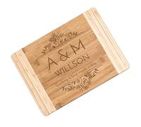 Maverton Wooden Platter for Couple - 35 x 25 cm Chopping Board for Them - Personalised Cutting Board - Bamboo Tray - for Wedding - Engraved Accessory for Parents - Ornament