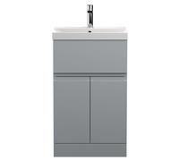 Mavesyn Contemporary 2 Door 1 Drawer Floor Standing Vanity Unit with Thin Edge Basin, Satin Grey, 500mm