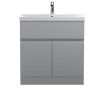 Mavesyn Contemporary 2 Door 1 Drawer Floor Standing Vanity Unit with Thin Edge Basin, Satin Grey, 800mm