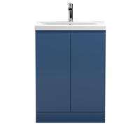 Mavesyn Contemporary 2 Door Floor Standing Vanity Unit with Mid-Edge Basin, Dark Blue, 600mm