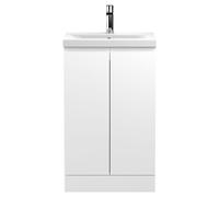 Mavesyn Contemporary 2 Door Floor Standing Vanity Unit with Mid-Edge Basin, Satin White, 500mm