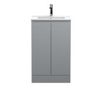 Mavesyn Contemporary 2 Door Floor Standing Vanity Unit with Minimalist Basin, Satin Grey, 500mm