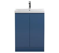 Mavesyn Contemporary 2 Door Floor Standing Vanity Unit with Thin Edge Basin, Dark Blue, 600mm