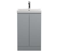 Mavesyn Contemporary 2 Door Floor Standing Vanity Unit with Thin Edge Basin, Satin Grey, 500mm