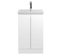 Mavesyn Contemporary 2 Door Floor Standing Vanity Unit with Thin Edge Basin, Satin White, 500mm