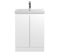 Mavesyn Contemporary 2 Door Floor Standing Vanity Unit with Thin Edge Basin, Satin White, 600mm