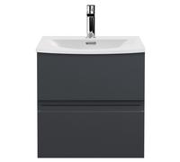 Balterley Mavesyn Contemporary 2 Drawer Wall Hung Vanity Unit With Curved Basin, Dark Grey, 500mm