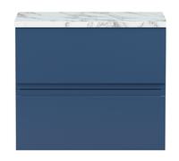 Mavesyn Contemporary 2 Drawer Wall Hung Vanity Unit with Laminate Worktop, Dark Blue, 600mm