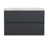 Mavesyn Contemporary 2 Drawer Wall Hung Vanity Unit with Laminate Worktop, Dark Grey, 800mm