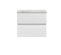 Mavesyn Contemporary 2 Drawer Wall Hung Vanity Unit with Laminate Worktop, Satin White, 600mm