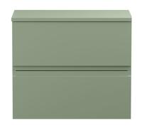 Mavesyn Contemporary 2 Drawer Wall Hung Vanity Unit with Worktop, Satin Green, 600mm