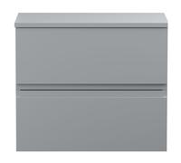 Mavesyn Contemporary 2 Drawer Wall Hung Vanity Unit with Worktop, Satin Grey, 600mm
