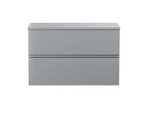 Mavesyn Contemporary 2 Drawer Wall Hung Vanity Unit with Worktop, Satin Grey, 800mm
