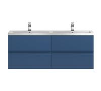 Mavesyn Contemporary 4 Drawer Wall Hung Vanity Unit with Basin, Dark Blue, 1200mm