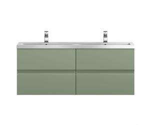 Mavesyn Contemporary 4 Drawer Wall Hung Vanity Unit with Basin, Satin Green, 1200mm