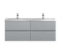 Mavesyn Contemporary 4 Drawer Wall Hung Vanity Unit with Basin, Satin Grey, 1200mm