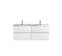 Mavesyn Contemporary 4 Drawer Wall Hung Vanity Unit with Basin, Satin White, 1200mm