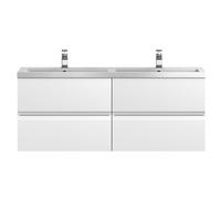 Mavesyn Contemporary 4 Drawer Wall Hung Vanity Unit with Basin, Satin White, 1200mm