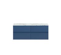 Mavesyn Contemporary 4 Drawer Wall Hung Vanity Unit with Laminate Worktop, Dark Blue, 1200mm