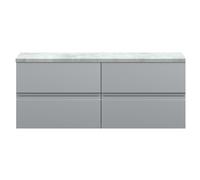 Mavesyn Contemporary 4 Drawer Wall Hung Vanity Unit with Laminate Worktop, Satin Grey, 1200mm