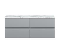 Mavesyn Contemporary 4 Drawer Wall Hung Vanity Unit with Laminate Worktop, Satin Grey, 1200mm