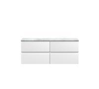 Mavesyn Contemporary 4 Drawer Wall Hung Vanity Unit with Laminate Worktop, Satin White, 1200mm