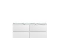 Mavesyn Contemporary 4 Drawer Wall Hung Vanity Unit with Laminate Worktop, Satin White, 1205mm