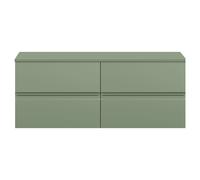 Mavesyn Contemporary 4 Drawer Wall Hung Vanity Unit with Worktop, Satin Green, 1200mm