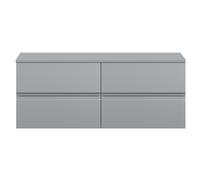 Mavesyn Contemporary 4 Drawer Wall Hung Vanity Unit with Worktop, Satin Grey, 1200mm