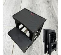 MavHubrix 2-Step Folding Stool Ladder,Non-Slip Portable Collapsible Step Stool for Kitchen Bathroom Home RV Closet Office, 16.5" Heights, Holds 300 lbs,Foldable Lightweight Design only 4.6Ibs (Black)