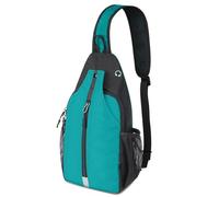 MAVHVAM Lightweight Crossbody Bag Small Sling Bag for Men Women Travel Hiking Backpack Mini Rucksack Bag Adjustable Shoulder Daypack Reflective Chest Bag for Outdoor Sports Gym Casual Teal