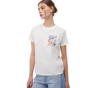 Mavi Women's Flower Printed Graphic T-Shirt, Antique White, L, Antique White, L