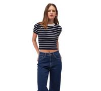 Mavi Women's Short Sleeve Sweater Pullover, Antique White Stripe, S