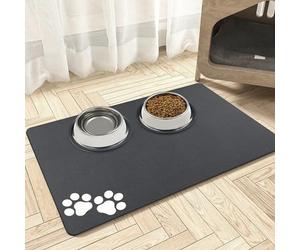 Mavicen Dog Slow Feeder - 40 * 60cm Non Slip & Spill Proof Pet Feeding Placemat, Super Absorbent Cat and Dog Bowl Mats, Washable for Floors (Dark Grey)